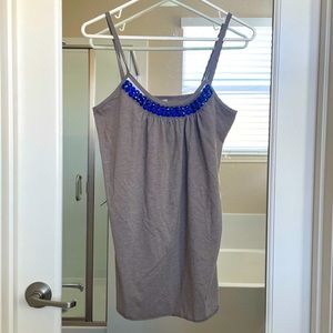 Grey spaghetti strap w/gems